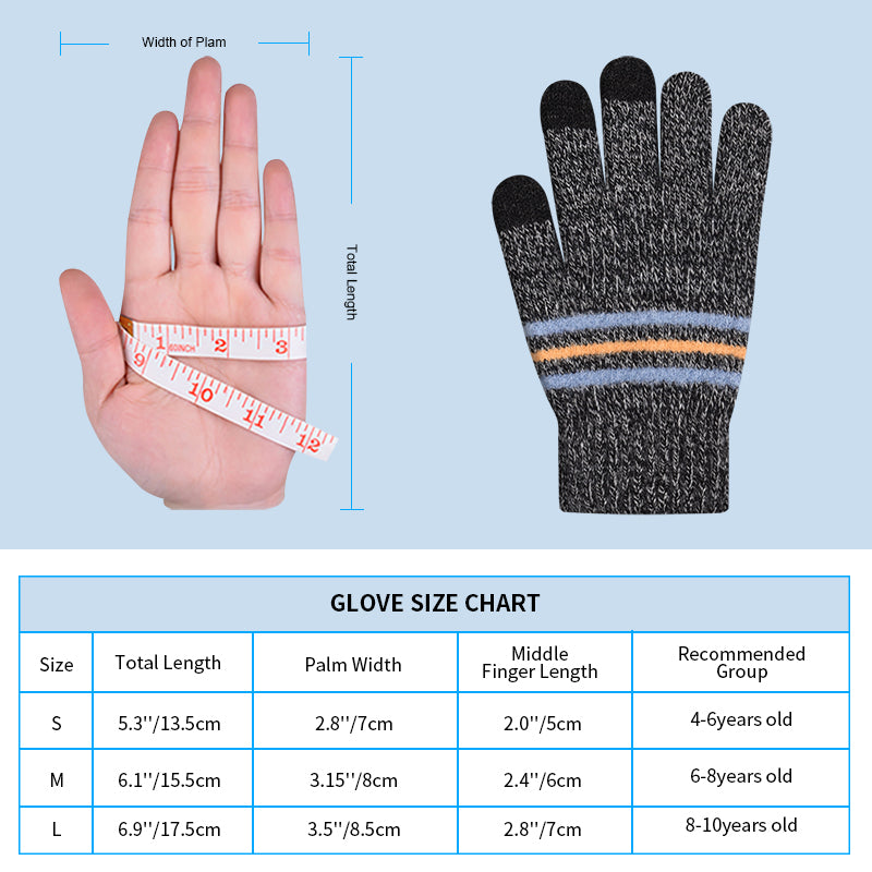 Load image into Gallery viewer, 3 Pairs Kids Knitted Gloves Winter Touch Screen