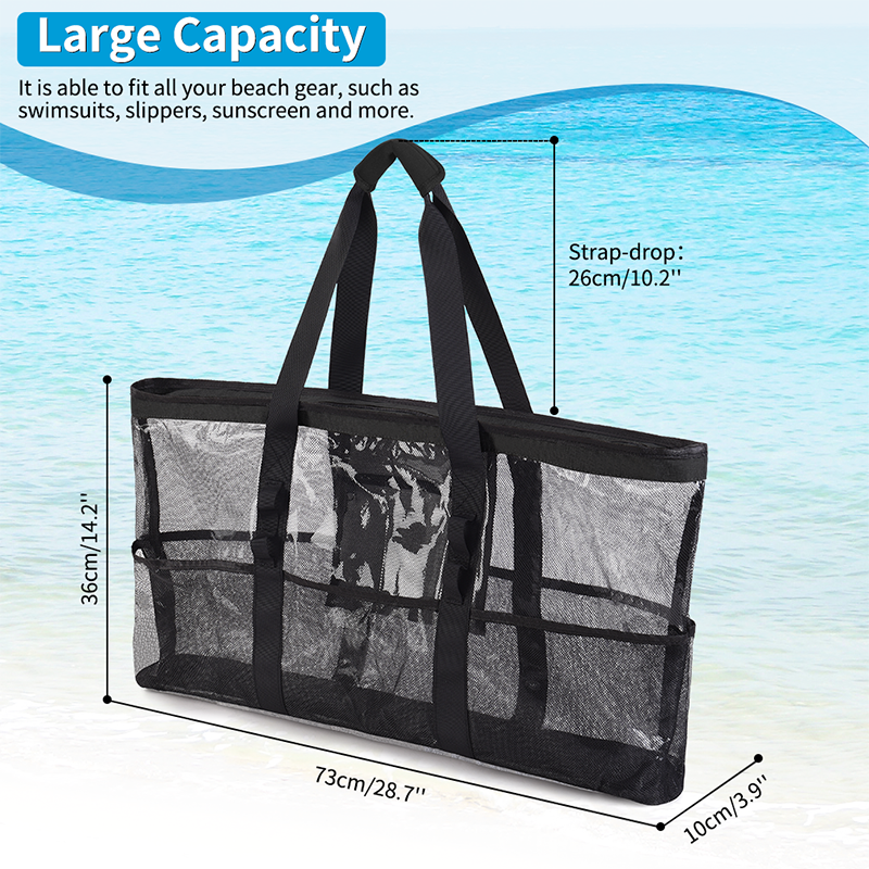 Load image into Gallery viewer, Large Storage Space Waterproof Beach Mesh Bag
