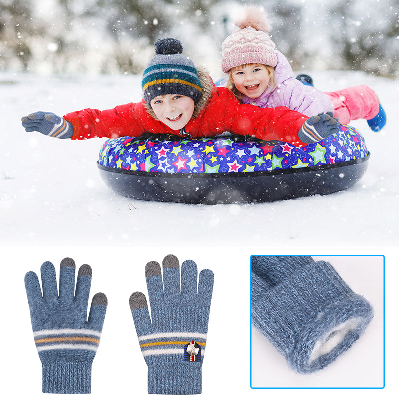 Load image into Gallery viewer, 3 Pairs Kids Knitted Gloves Winter Touch Screen