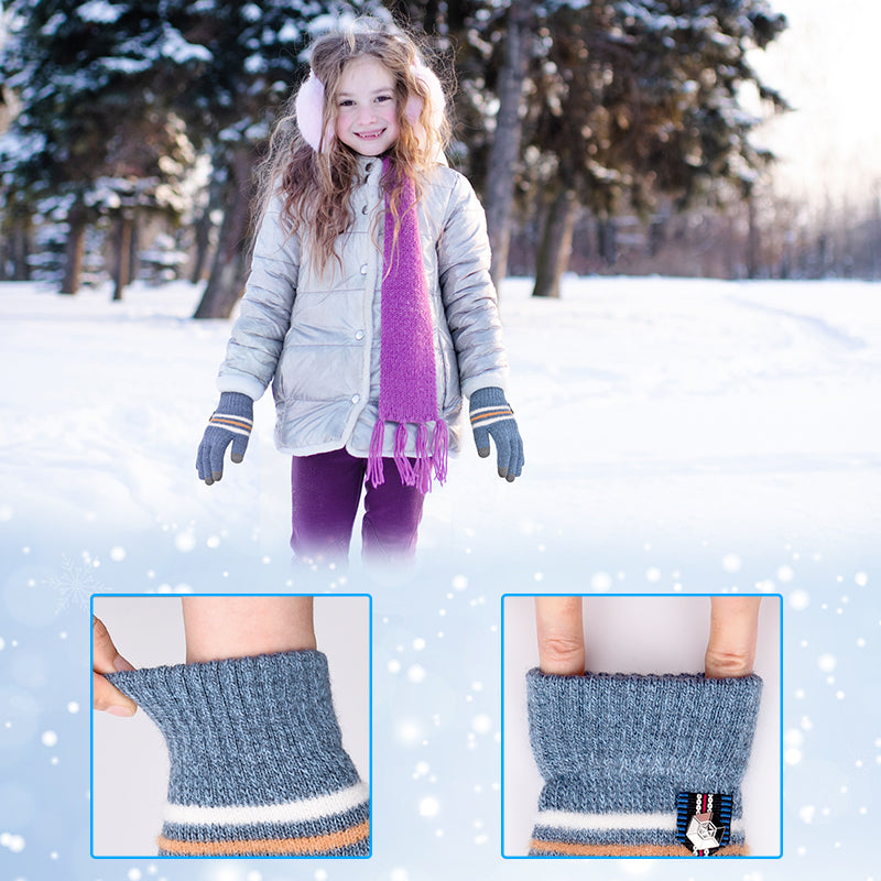 Load image into Gallery viewer, 3 Pairs Kids Knitted Gloves Winter Touch Screen