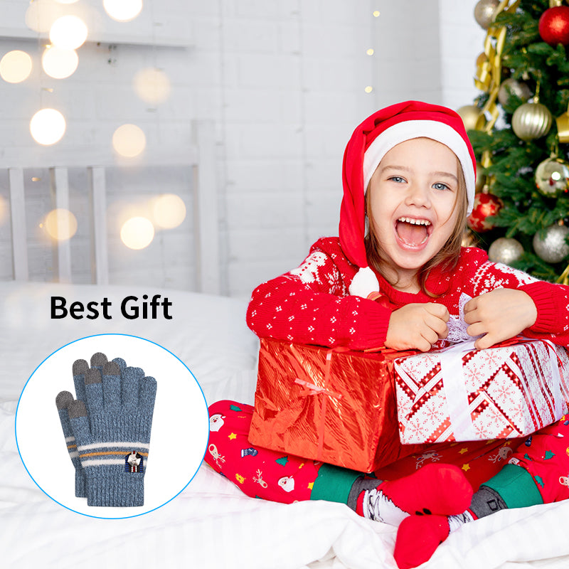 Load image into Gallery viewer, 3 Pairs Kids Knitted Gloves Winter Touch Screen