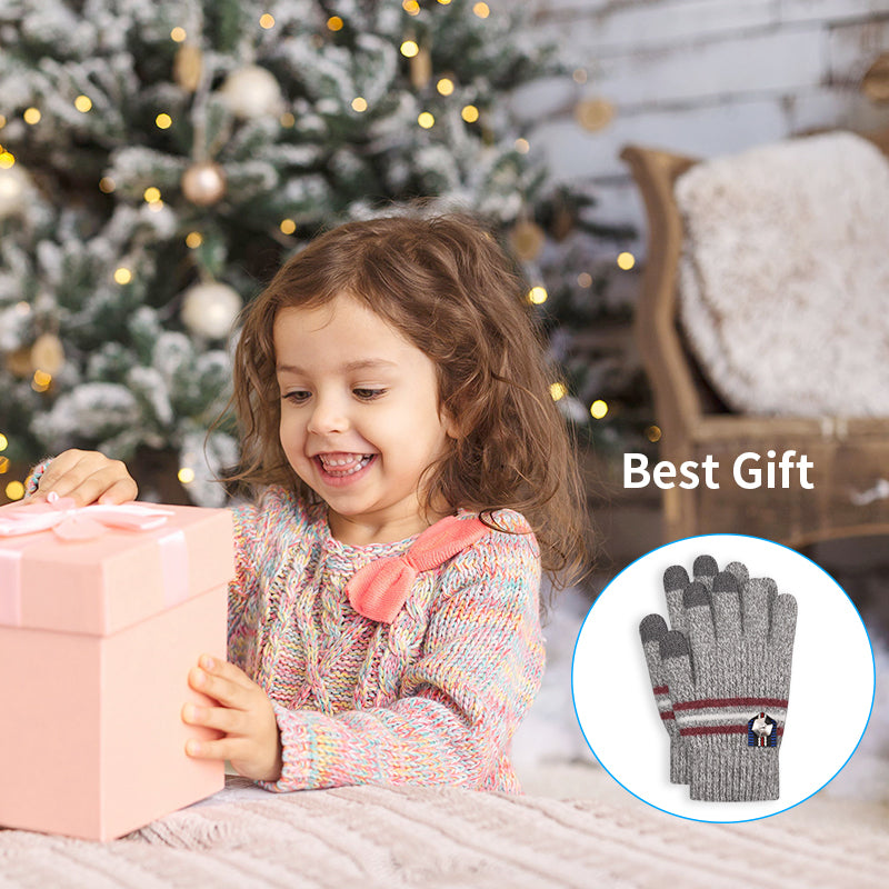 Load image into Gallery viewer, 3 Pairs Kids Winter Knitted Gloves Touch Screen Thermal