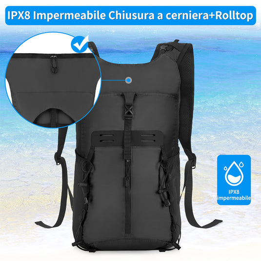 20L Waterproof Roll Top Dry Rucksack with Waterproof Phone Bag