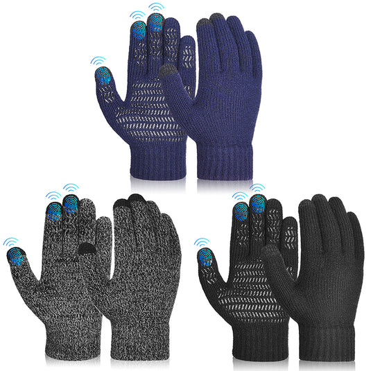 3PCS Cycling Anti-Slip kid Warm Gloves Aged 4-12 Touchscreen Knit Gloves