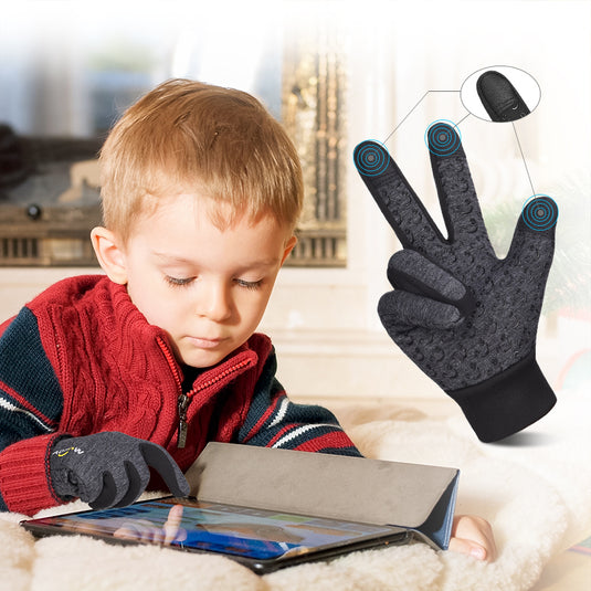 Kid Winter Waterproof Mittens Aged 4-12 Touchscreen Warm Fleece Skiing Toddler Gloves Cycling Anti-Slip