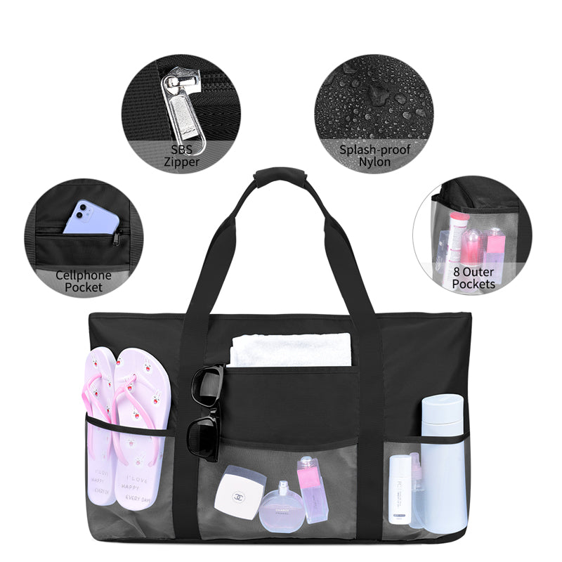 Load image into Gallery viewer, Multiple Pockets Beach Nylon Tote Bag for Waterproof Sandproof
