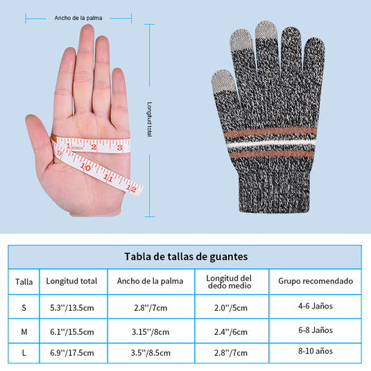 3 Pairs Kids Winter Knitted Gloves Touch Screen Thermal