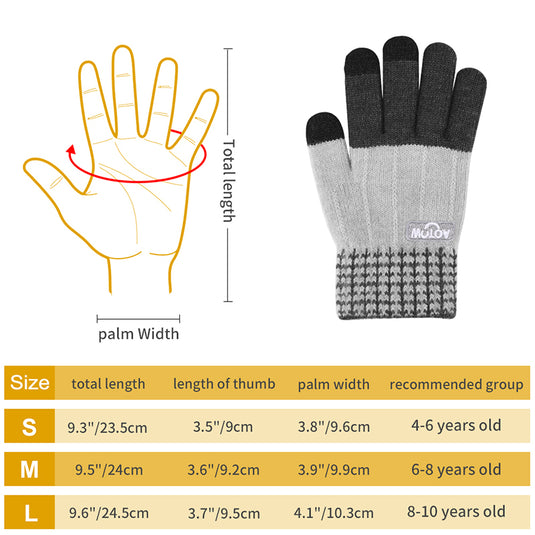 3 Pairs Kids Winter Knitted Mittens Gloves Warm Thick Stretchy Toddler Touchscreen Thermal Gloves