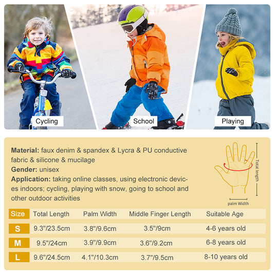 Toddler Gloves Mittens Aged 4-12 Touchscreen Kid Winter Warm Gloves Anti-slip Lightweight