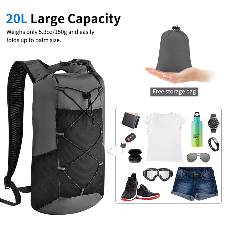 Load image into Gallery viewer, 20L Waterproof Roll Top Dry Backpack Set with Waterproof Phone Bag
