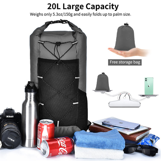 20L Waterproof Roll Top Dry Backpack Set with Waterproof Phone Bag