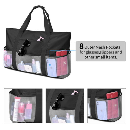 Multiple Pockets Beach Nylon Tote Bag for Waterproof Sandproof