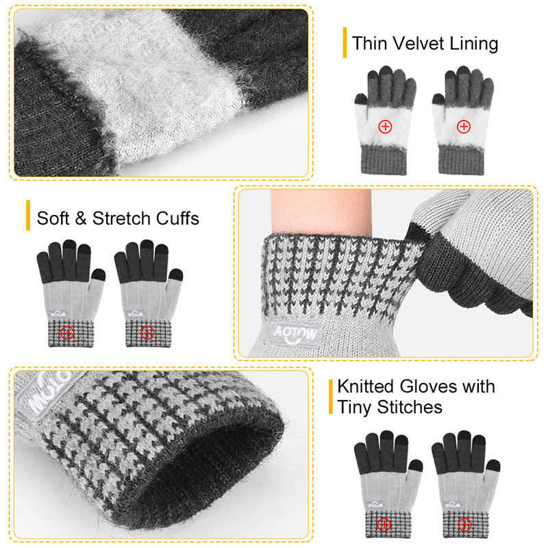 Load image into Gallery viewer, 3 Pairs Kids Winter Knitted Mittens Gloves Warm Thick Stretchy Toddler Touchscreen Thermal Gloves
