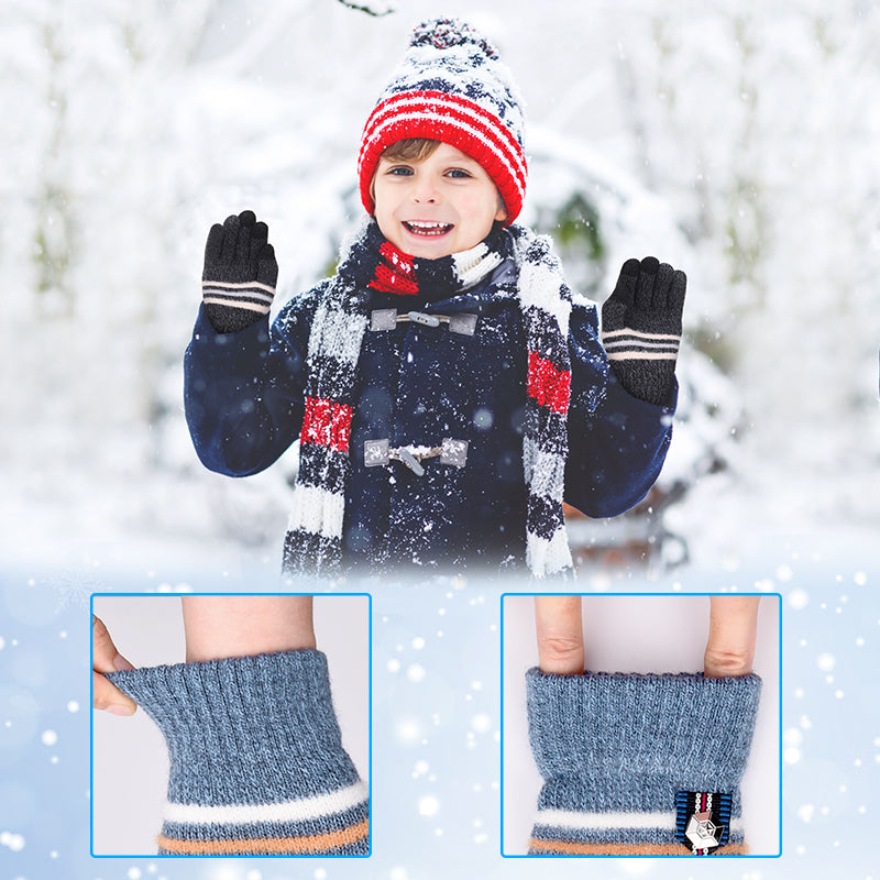Load image into Gallery viewer, 3 Pairs Kids Winter Knitted Gloves Touch Screen Thermal

