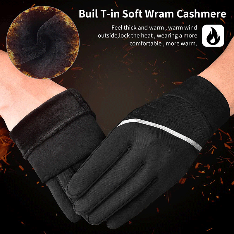 Load image into Gallery viewer, Adults Warm Winter Mittens Touch Screen Reflective Stripe Waterproof Cycling Gloves
