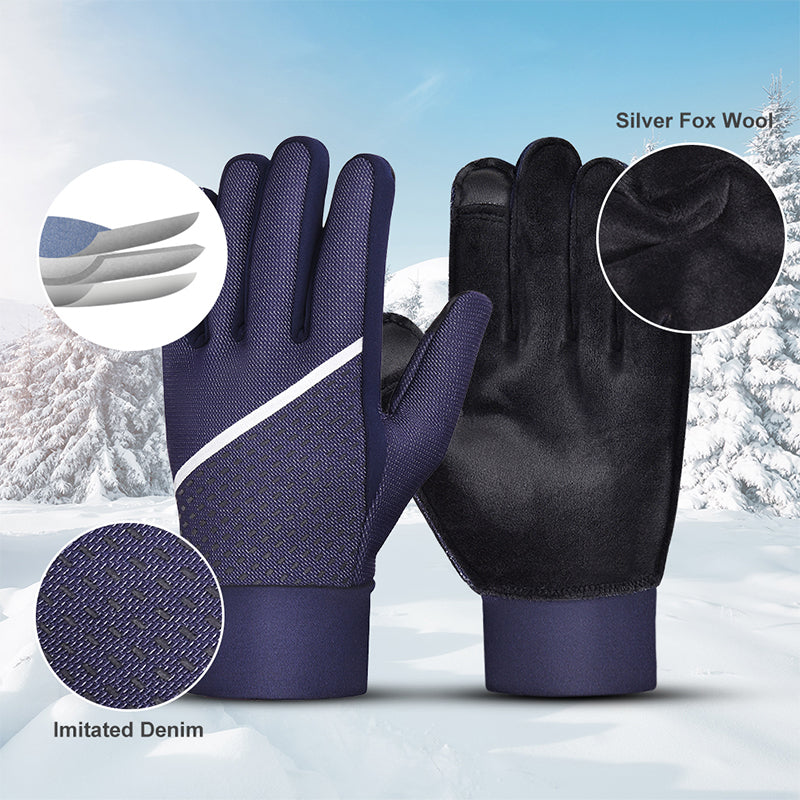 Load image into Gallery viewer, Atarni Adults Winter Blue Gloves Touch Screen Lightweight Waterproof
