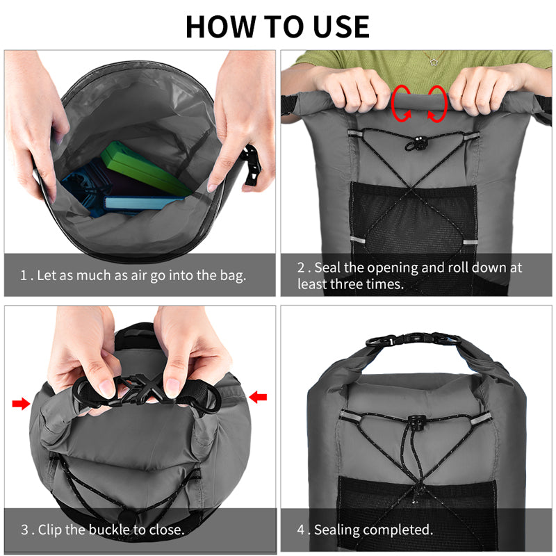 Load image into Gallery viewer, 20L Waterproof Roll Top Dry Backpack Set with Waterproof Phone Bag
