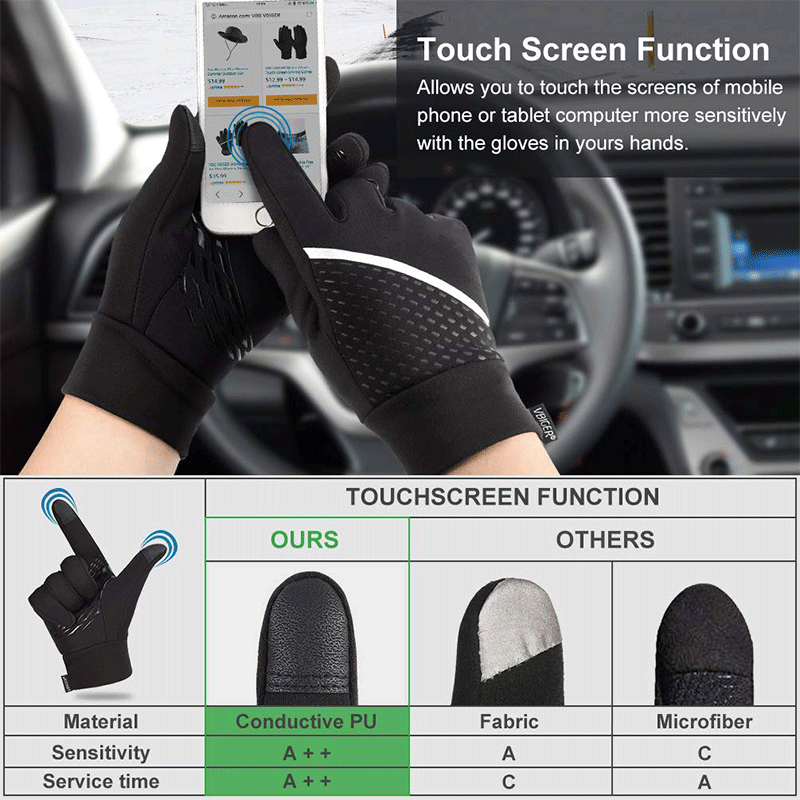 Load image into Gallery viewer, Adults Warm Winter Mittens Touch Screen Reflective Stripe Waterproof Cycling Gloves
