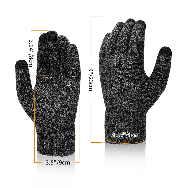 Load image into Gallery viewer, Adult Thermal Wool Knitting Hat Scarf Knitted Gloves Set Couple Men Women Warm Touchscreen Windproof Cycling Anti-Slip Mittens
