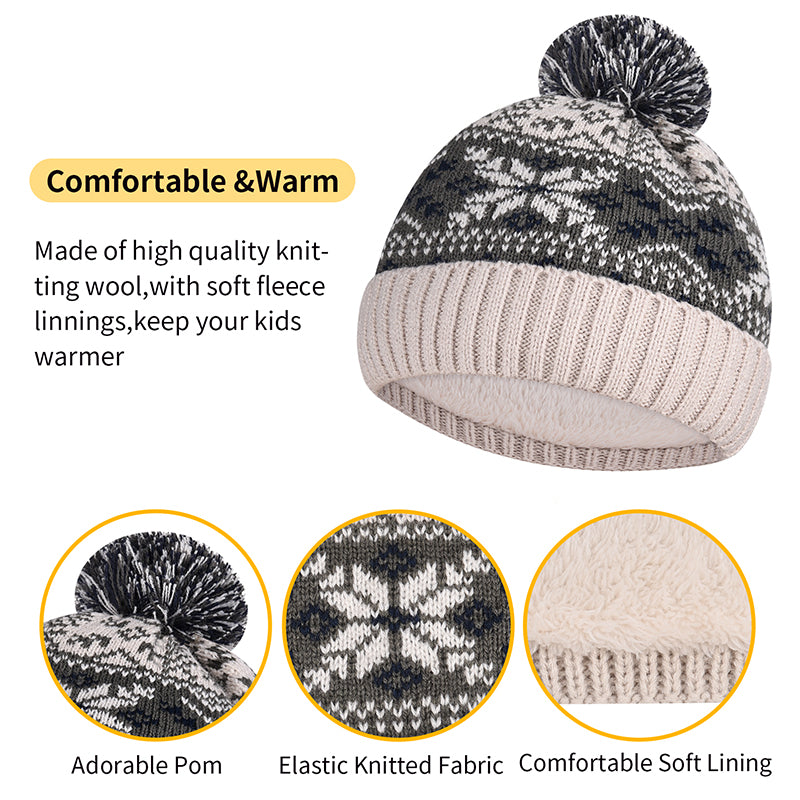 Load image into Gallery viewer, Kid Thermal Wool Knitting Hat Scarf  Gloves Set Aged 5-12 Touchscreen Lovely Toddler Mitten
